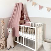 LILIMAUS Klamboe voor ledikant - hemeltje babybed - mousseline katoen - 140 cm - poederroze