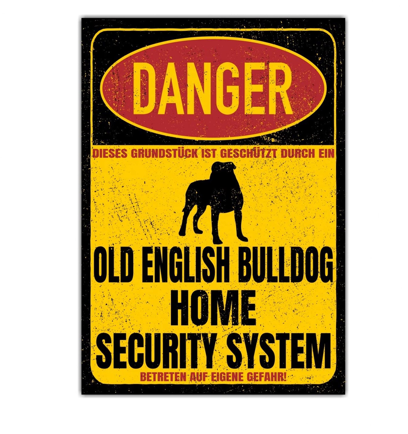 Waarschuwingsbord voor Old English Bulldog 20 x 14 cm