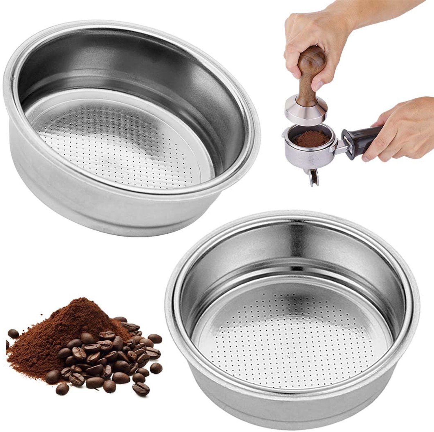 Set van 2 RVS Koffiefilters voor Espresso