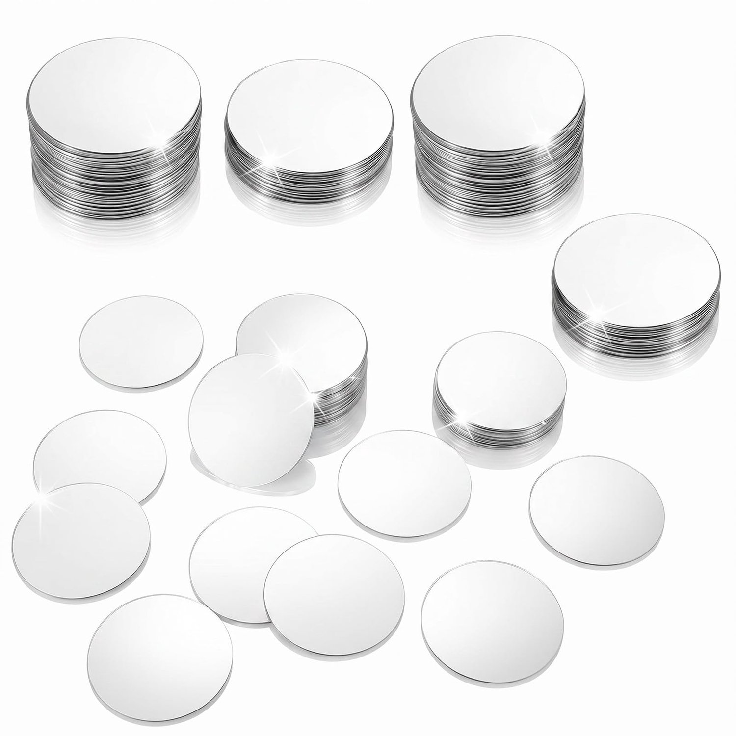 50 Stuks Zelfklevende Ronde Acrylspiegels, 5 x 5 cm, Zilver
