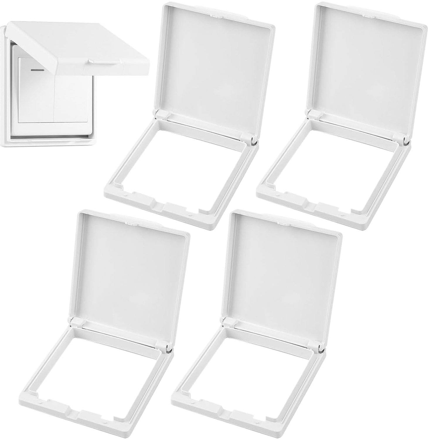 Set van 4 Waterdichte Wandcontactdozen en Schakelaars