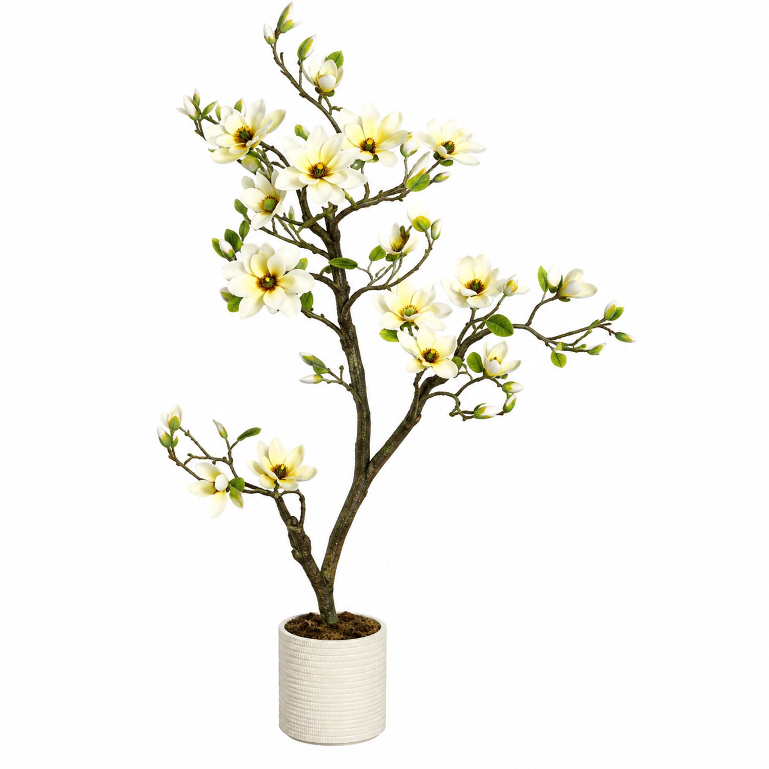 Lamor Kunst Magnolia - Kunstplant in pot - Kunstplanten voor binnen - Plant - Planten - Nepplant - Bloesemboom - 120 cm