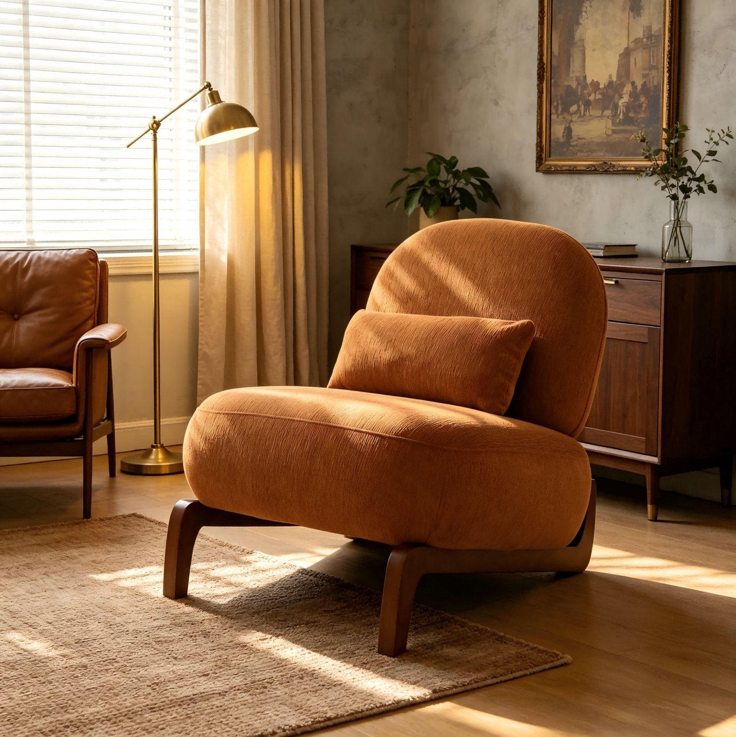CHICFURN Fauteuil - Zachte zitting - Zonder armleuningen - Caramel