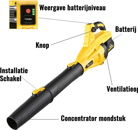 CONENTOOL Accu Bladblazer 21V Borstelloos - 1200W - 3 snelheden 2x 4.0Ah accu — afbeelding 2