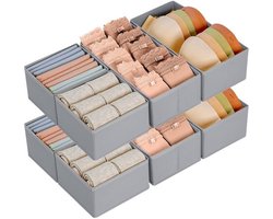 Homsorout lade-organizer - opvouwbaar ladesysteem van stof voor ondergoed, sokken en stropdassen, 8 stuks, grijs