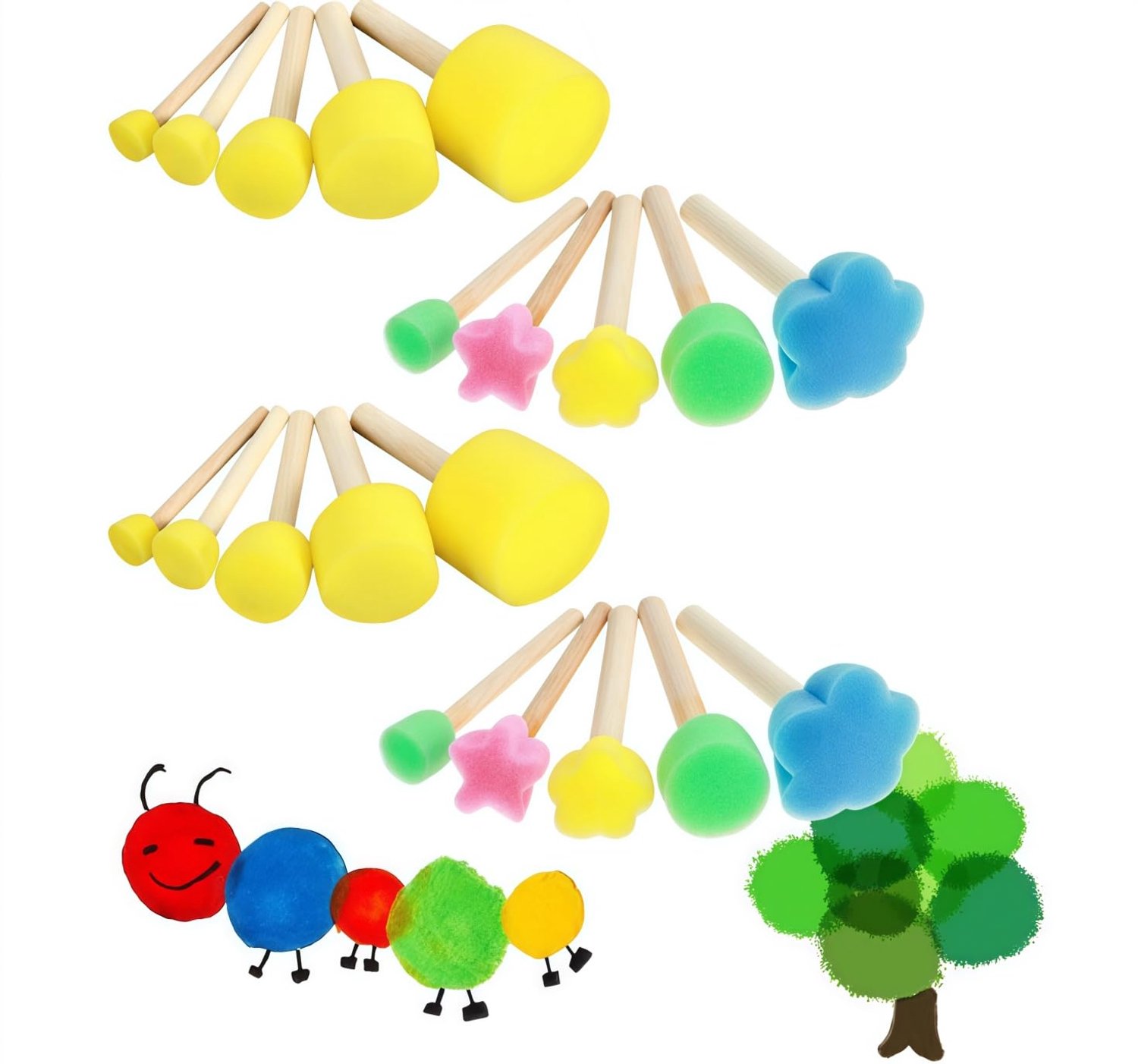 20 Stuks Spons Penseelset voor Schilderen en DIY