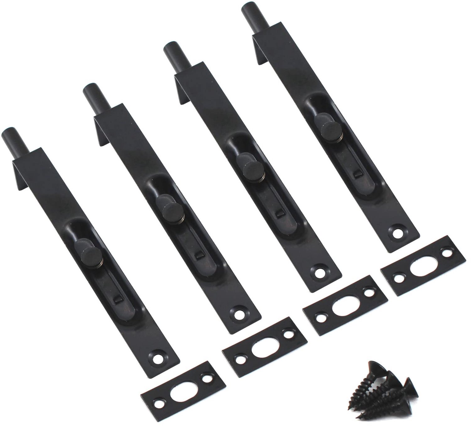 6 Inch Zwart RVS Deurslot met Schroeven (4 Stuks)