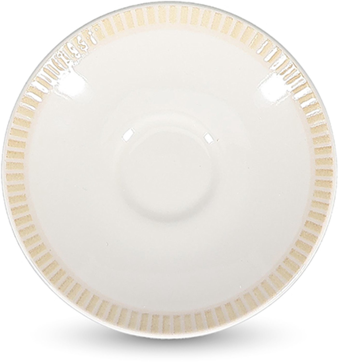 Fameilleur mokkaschotel 11cm beige Linea set van 6 - porseleinen onderschotel voor kopjes, voor koffiekop, theekop en espressokop, vaatwasser- en magnetronbestendig, voedselveilig, servies voor thuis, restaurant en horeca, mooi als cadeau