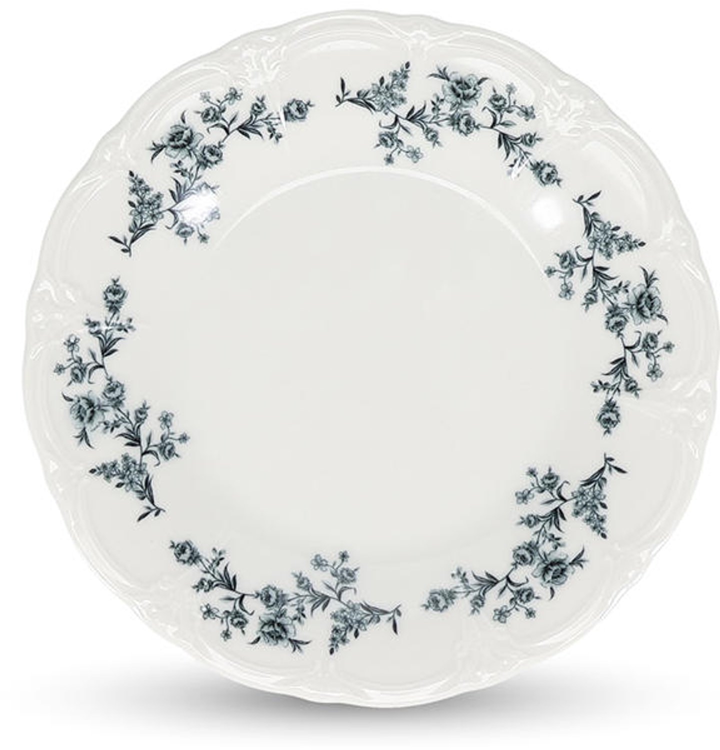Fameilleur plat bord 20,5cm zwart flower Retro set van 6 - porseleinen eetbord en dinerbord, voor ontbijt, lunch, diner en hoofdgerecht, vaatwasser- en magnetronbestendig, voedselveilig, servies voor thuis, restaurant en horeca, mooi als cadeau