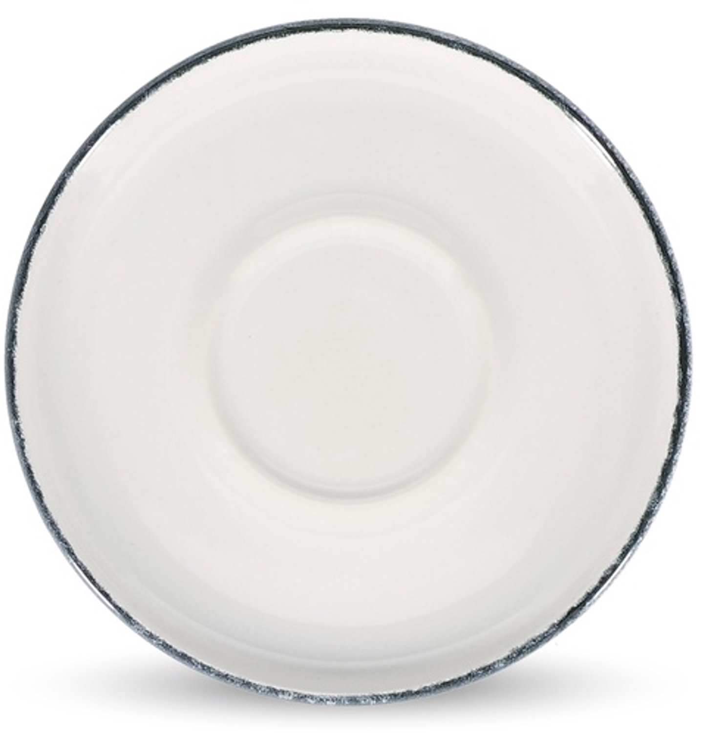 Fameilleur schotel 14,5cm zwart rim Fade set van 4 - stenen onderschotel voor kopjes, voor koffiekop, theekop en espressokop, vaatwasser- en magnetronbestendig, voedselveilig, servies voor thuis, restaurant en horeca, mooi als cadeau