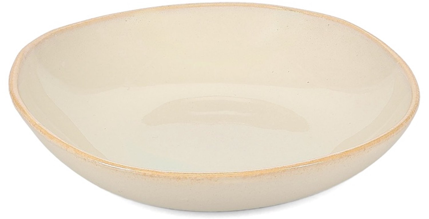 Fameilleur kom 21,5xH5cm zandkleur Saudade set van 2 - porseleinen serveerkom en schaaltje, voor ontbijt, muesli, soep, dessert, snacks en bijgerechten, vaatwasser- en magnetronbestendig, voedselveilig, servies voor thuis, restaurant en horeca