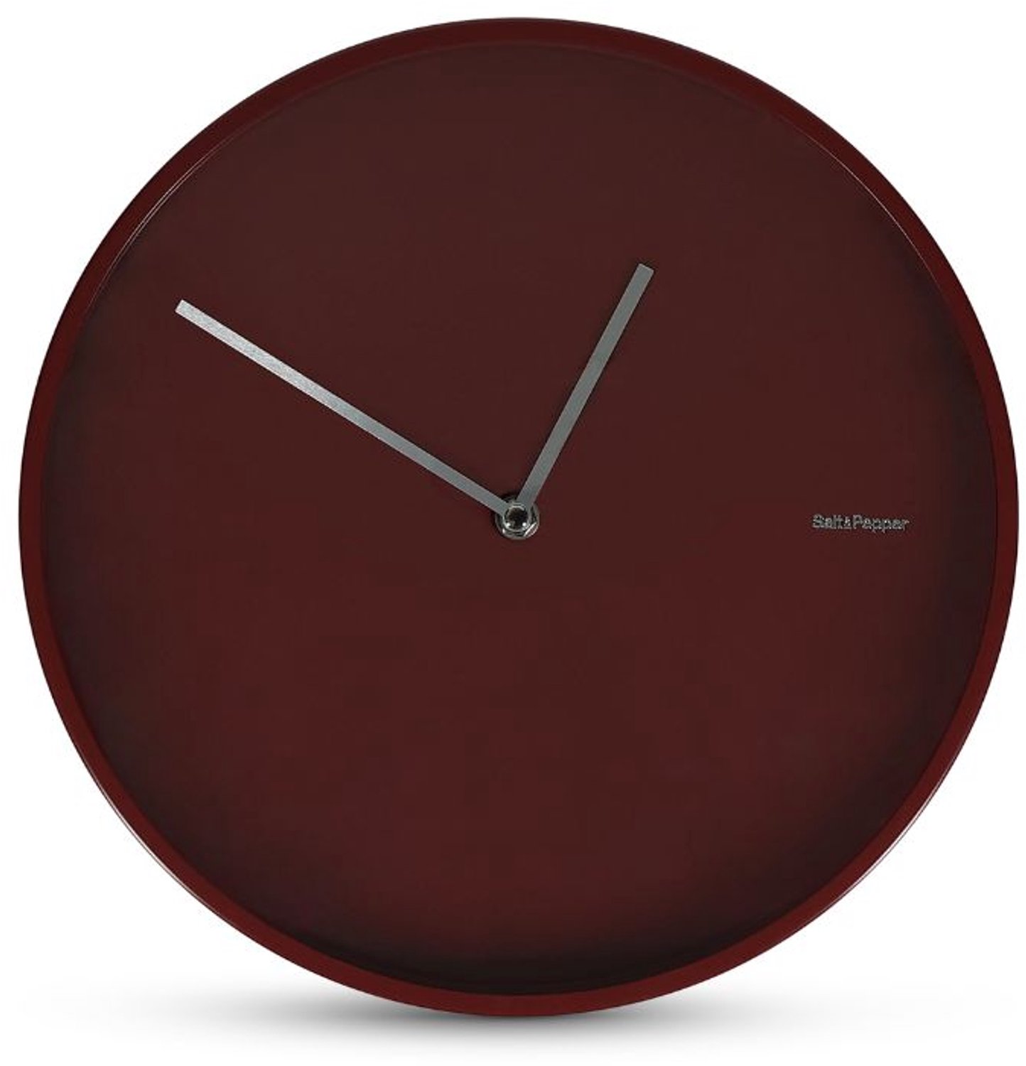Fameilleur wandklok 30x4,5cm abstract bordeaux Pulse - metalen moderne decoratieve klok, voor woonkamer, keuken en kantoor, woondecoratie voor modern interieur, mooi als cadeau