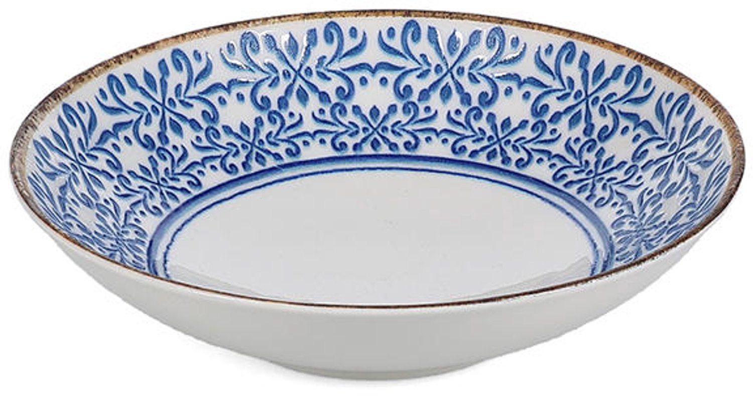 Fameilleur kom 21xH5cm blauw Azul set van 6 - porseleinen serveerkom en schaaltje, voor ontbijt, muesli, soep, dessert, snacks en bijgerechten, vaatwasser- en magnetronbestendig, voedselveilig, servies voor thuis, restaurant en horeca