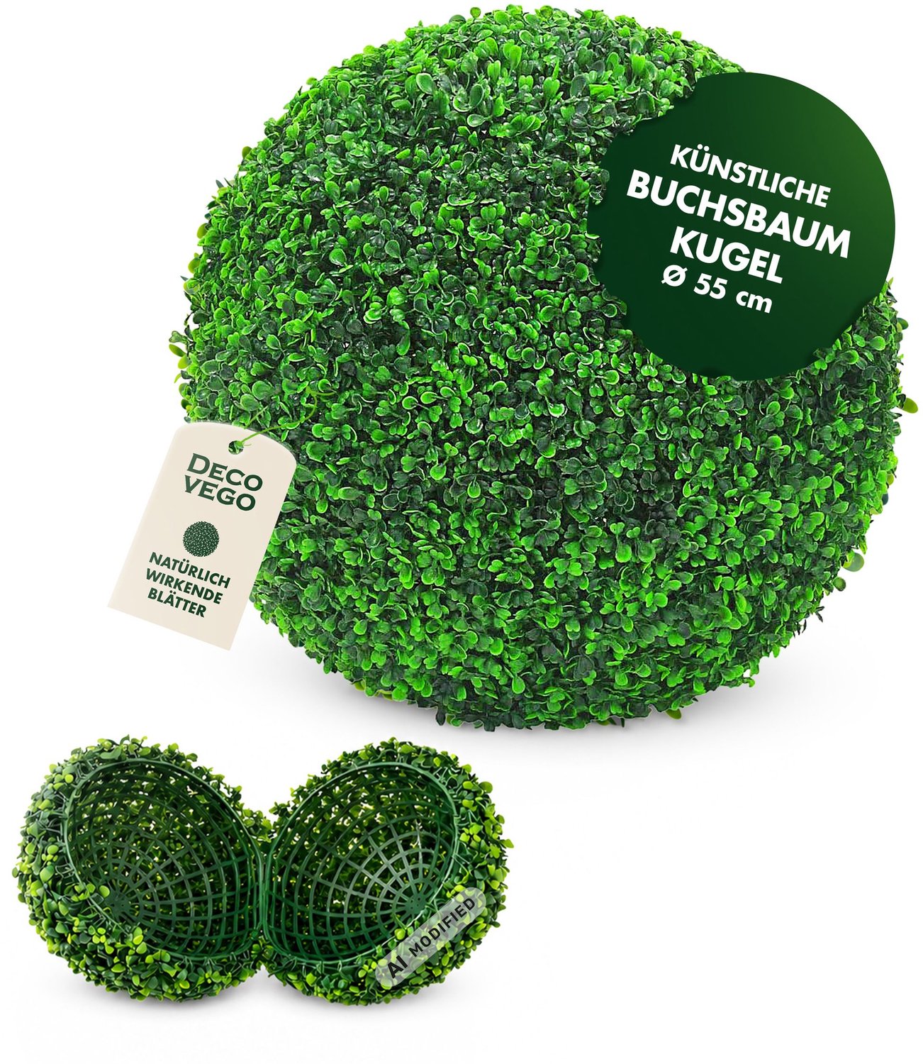 Decovego Buxus Bol - Kunstplant - Kunstplanten Voor Buiten - Kunstplanten Voor Binnen - Buxus - Buxusbol - Buxusbol Kunstplant - Buxus Plant - Kunst Plant - Kunstplant Buiten - Buxusbol Kunststof Voor Buiten - Kunstplanten - Kunstplantje Groen