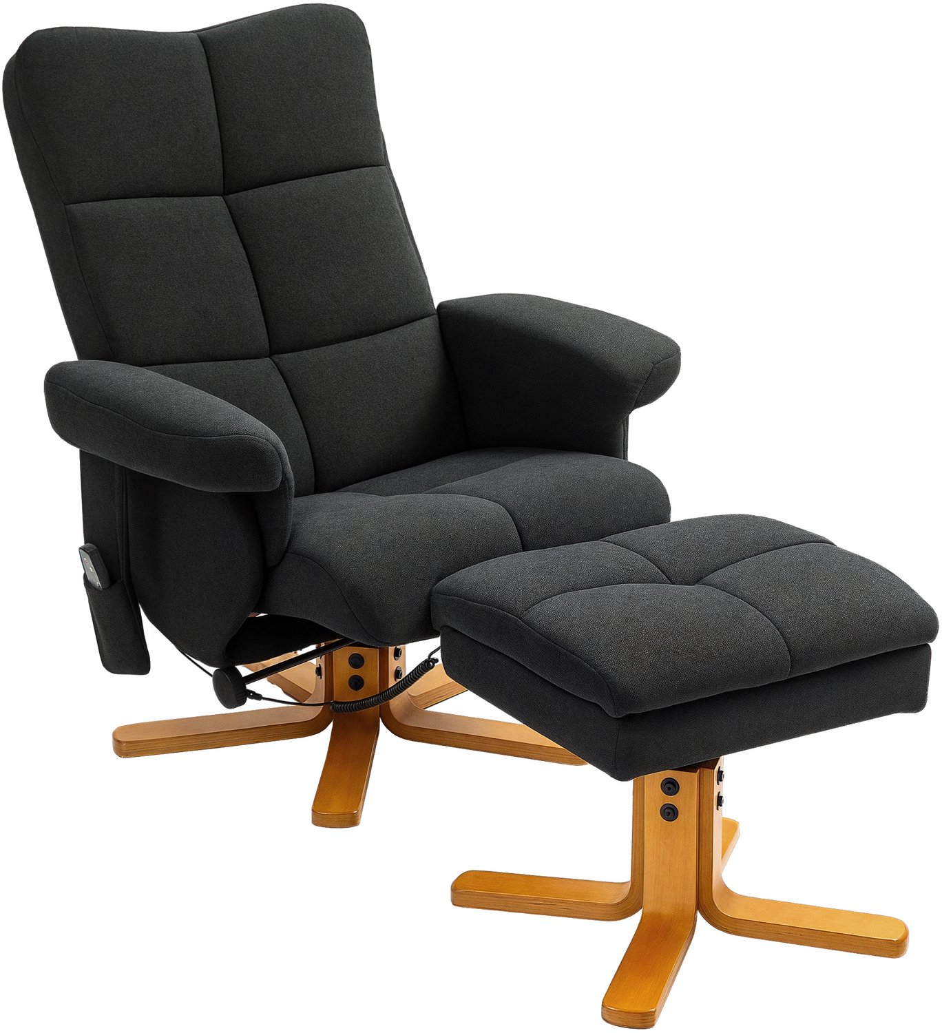 Homcom Massagestoel met voetenbank en afstandsbediening - Relaxfauteuil - Loungestoel - Zwart