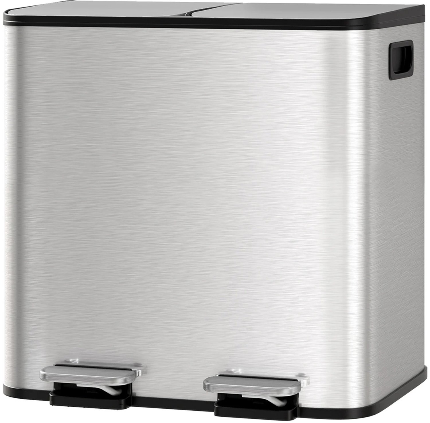 MC Select Prullenbak - Vuilnisbak - 2 vakken - 2 x 15 Liter - Zilver