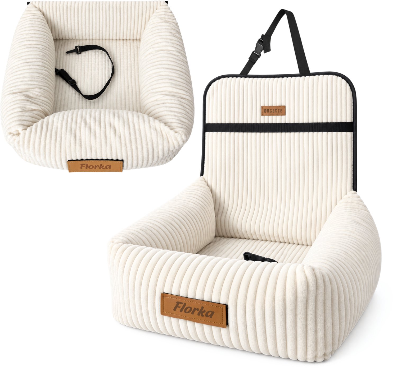 Dogeste Softi Hondenautostoel en Hondenmand 2-in-1 – Autostoel voor Honden, Draagbare Hondenmand voor in de Auto, Comfortabel Hondenbed, Personaliseerbaar