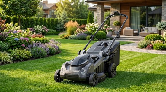 Accu Grasmaaier Zelfrijdend - Laura Homestore - 40V Borstelloze Motor - 43 cm Maaibreedte - Met 2x 5.0 Ah Accu & Snellader - Mulchfunctie & 50L Opvangbak - Tot 500 m² - Matzwart — afbeelding 3