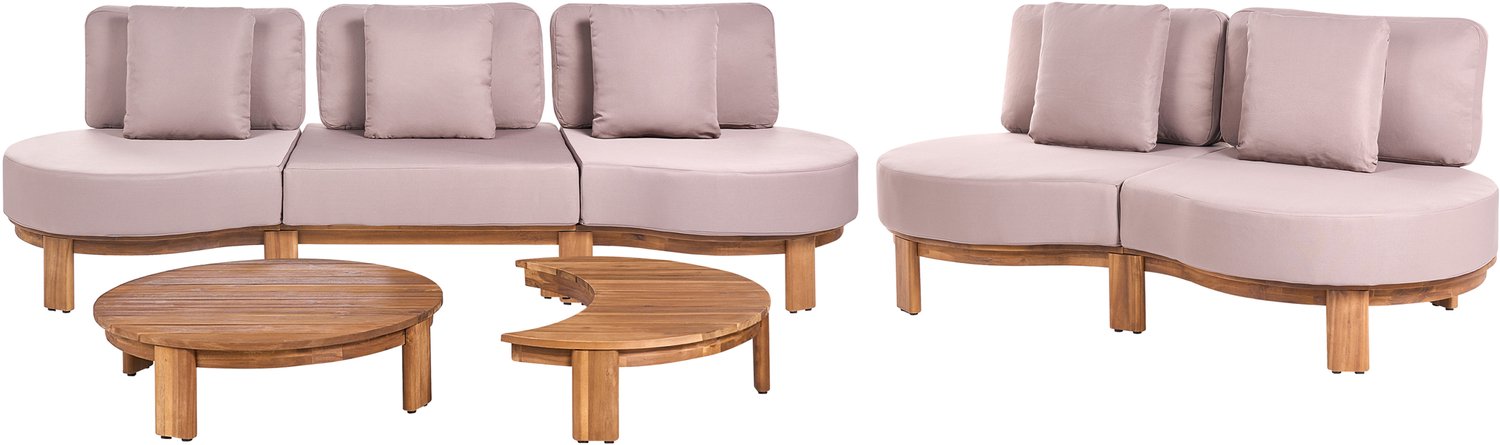 Beliani ARZELLO - Tuinbank met tafel 5-zits - Lichtbruin - Acaciahout