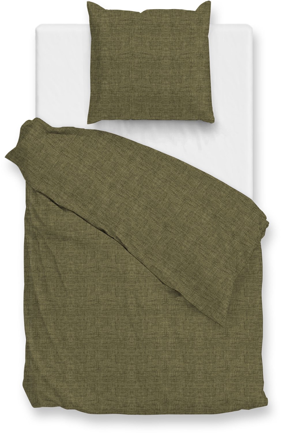 Zohome Dekbedovertrek Flanella di Lino - Olijfgroen - Dekbedhoes van 100% Katoen-Flanel - Uni - 2 slopen 60/70 cm, foto 3