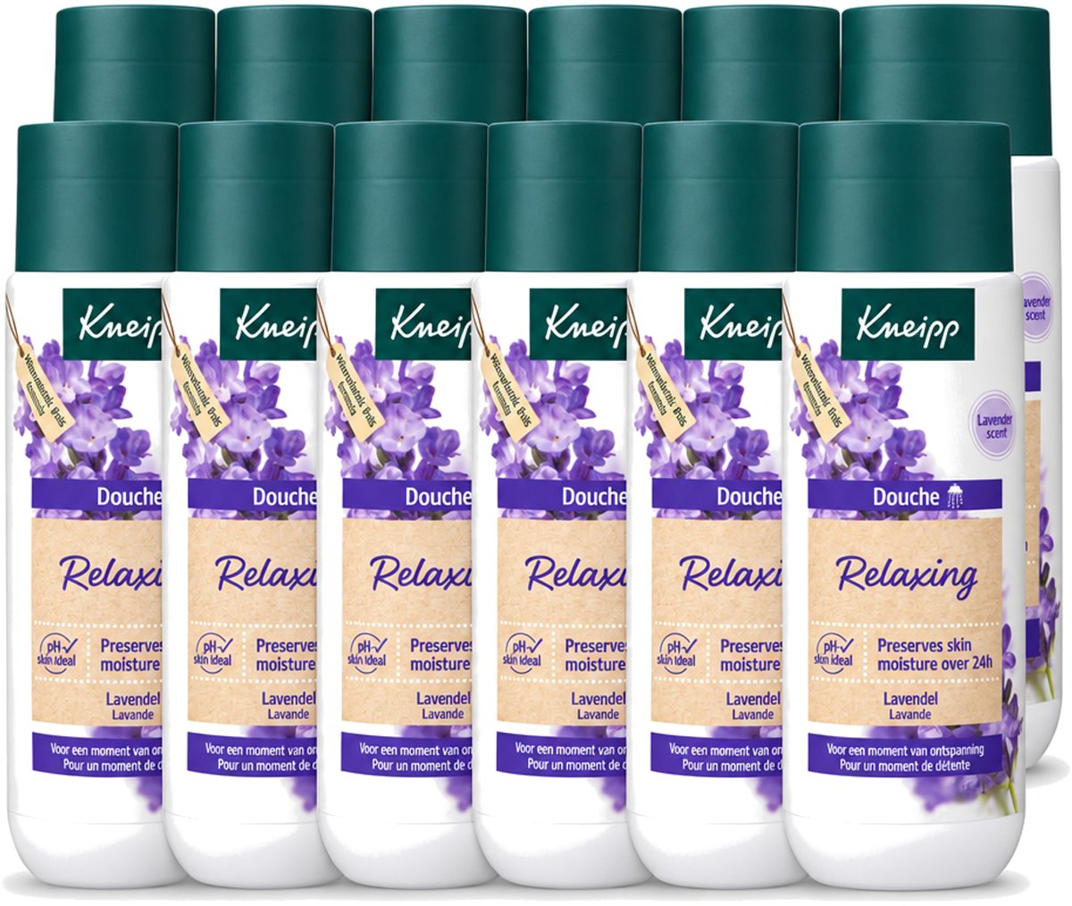 12 x Kneipp - Douchegel - Relaxing - Ontspannende Geur - 200 ml - Voordeelverpakking - 12 stuks