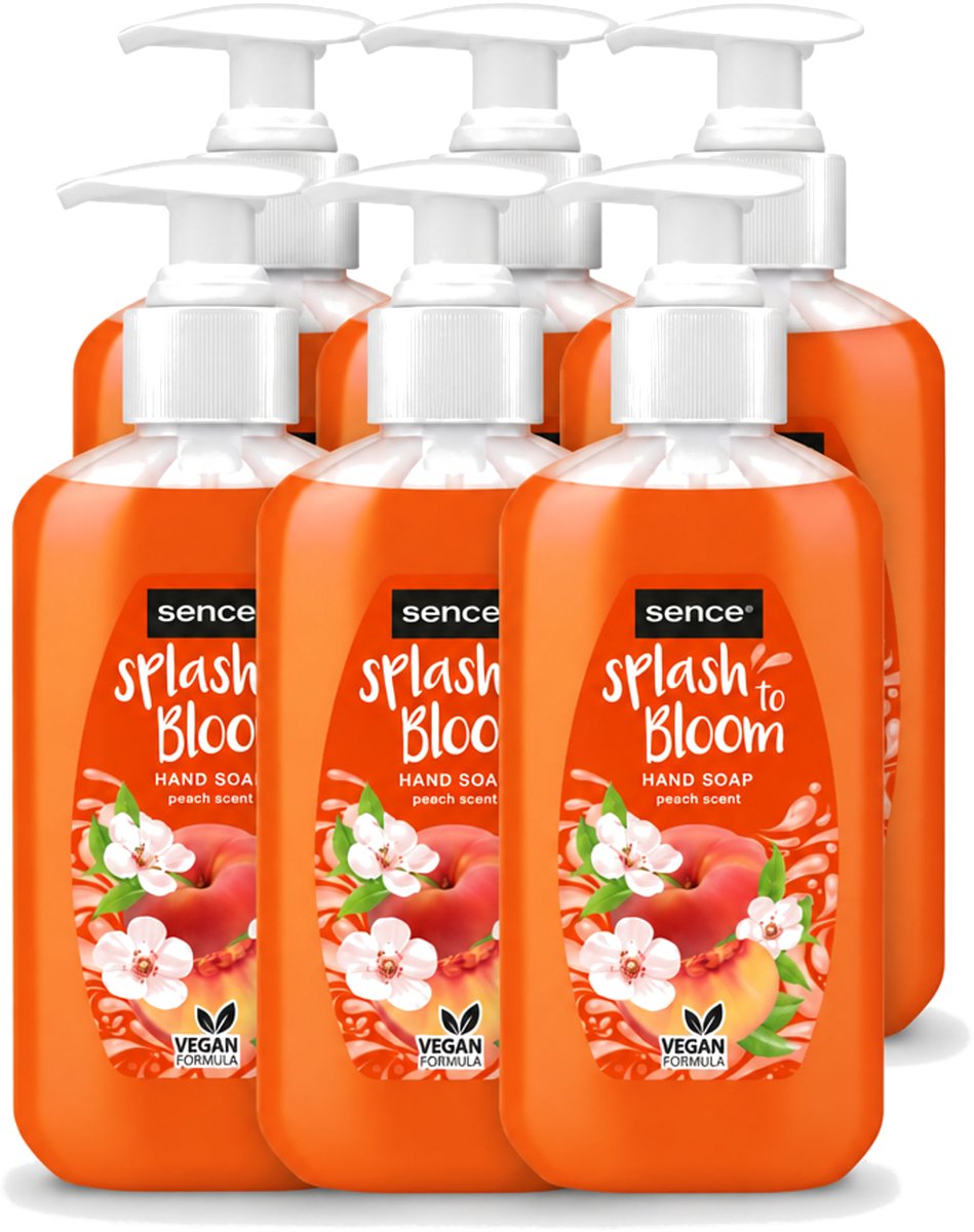 6 x Sence – Handzeep – Splash To Bloom Peach – 500 ml - Voordeelverpakking - 6 stuks