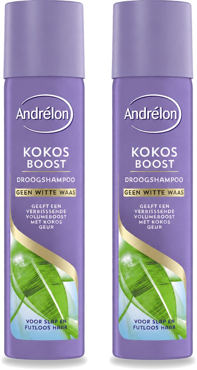 2 x Andrélon - Kokos Boost - Droogshampoo - Fris & Vol Haar - 245 ml - Bulkverpakking - 2 stuks