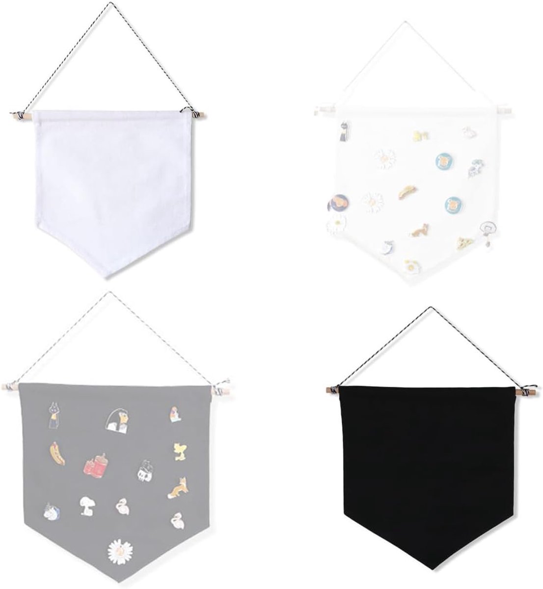 Zalati Display Banner 2 stuks badges broches muur opknoping pinnen tonen vlag banners voor collecties decoraties - 1 stks beige & 1 stks zwart