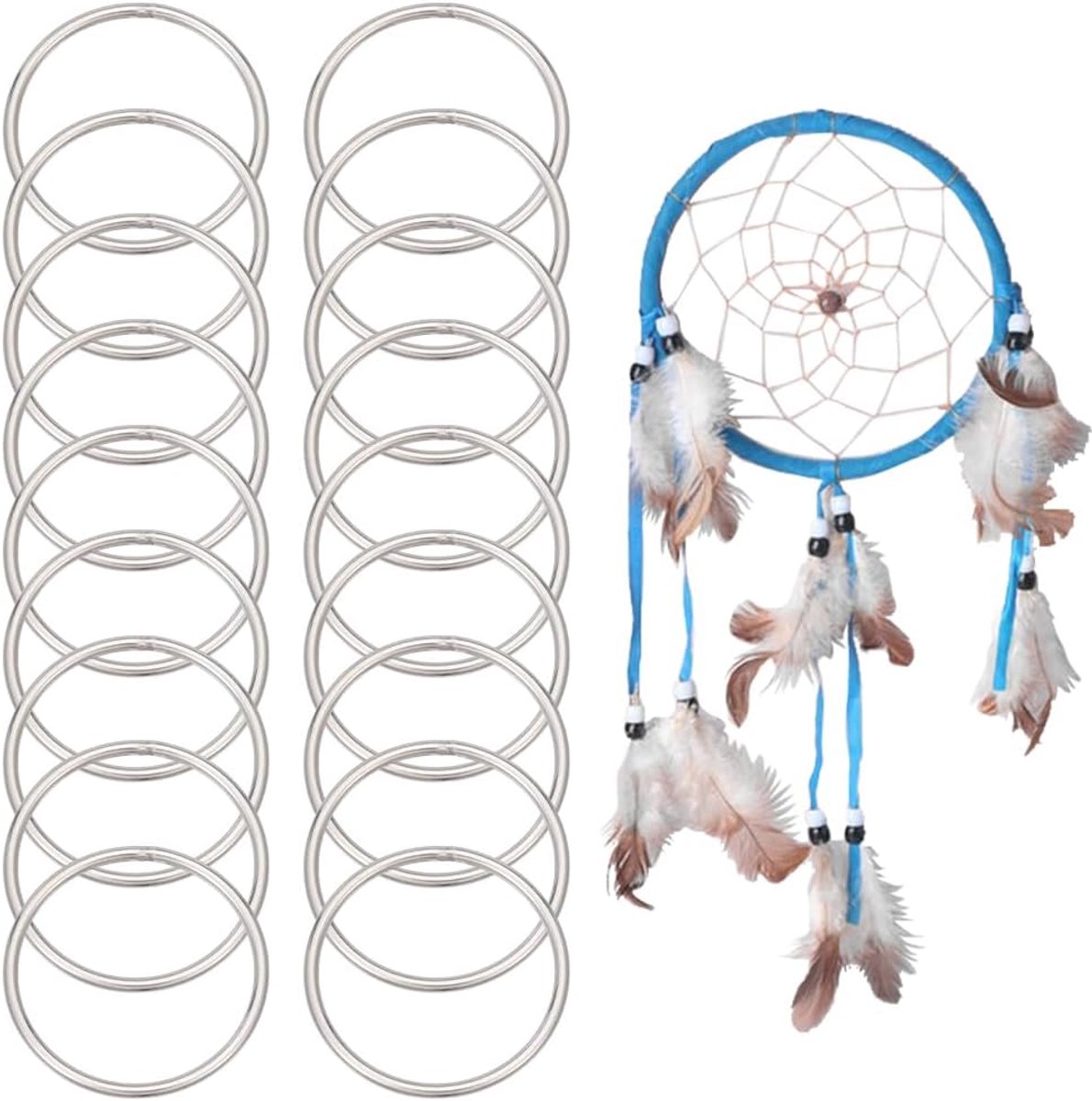 20 stuks metalen ringen voor ambacht, 5 cm 304 roestvrijstalen dromenvangerringen, ronde macramé ambachtelijke schakelring voor doe-het-zelf ambachten dromenvanger benodigdheden
