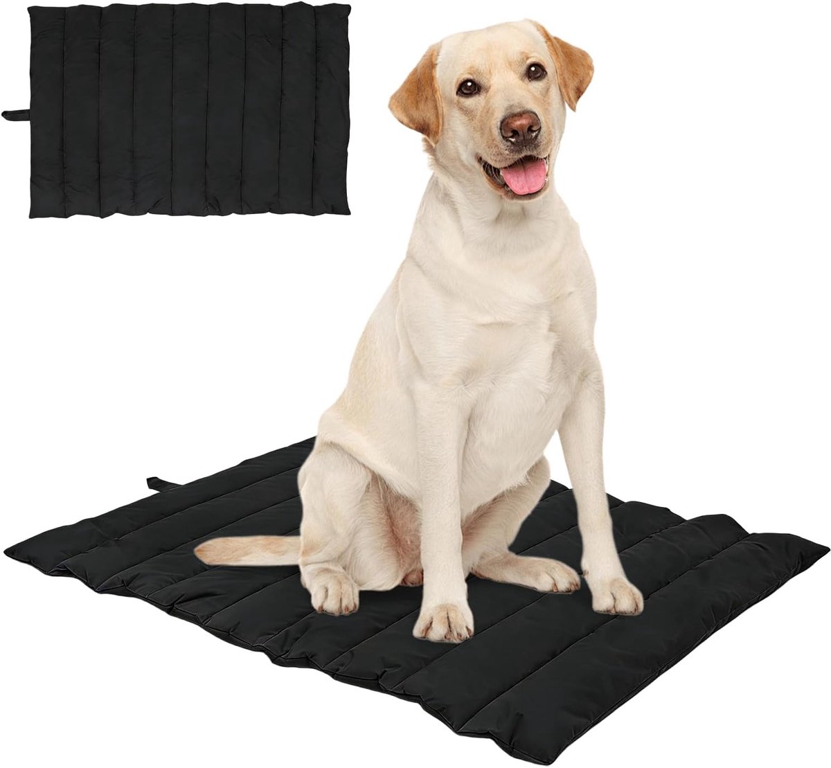 Hondendeken voor onderweg: 120 x 70 cm zwarte hondenmat voor buiten, opvouwbare reisdeken voor honden, hondenmat wasbaar voor camping onderweg, draagbaar hondenbed voor reizen