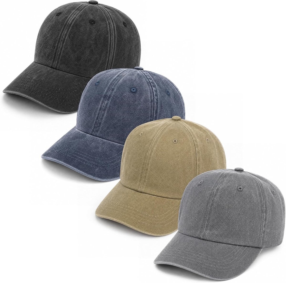 4 stuks uniseks baseballpet, verstelbaar, katoen, baseballpet, sportpet
