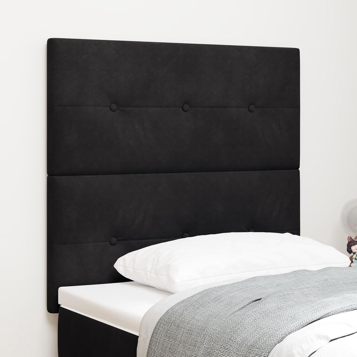 Sets, LED-hoofdeinde zwart 80 cm fluweel