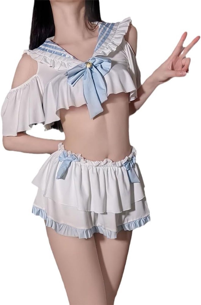 Cosplay-kostuum voor dames, Japanse student, mini-matrozenpak, lingerie