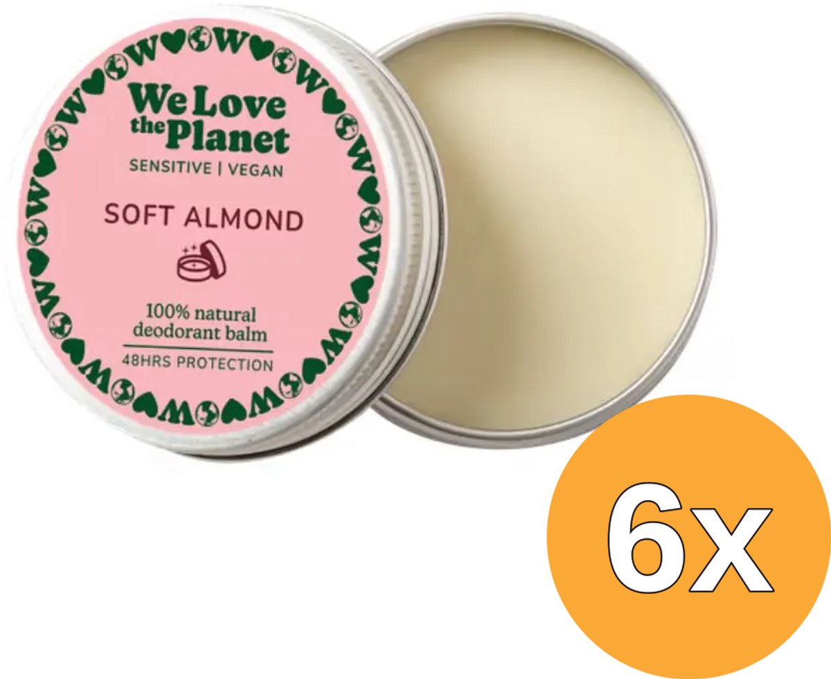 6x We Love The Planet Deodorant Balm - Soft Almond (Sensitive) (35 gr)