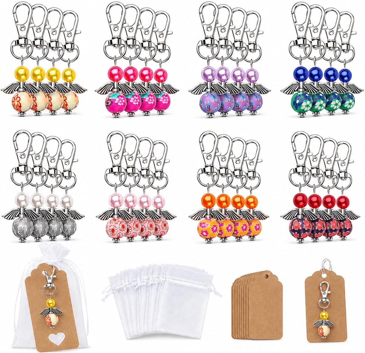 32 Stuks Beschermengel Sleutelhanger Set Gastgeschenken Doop