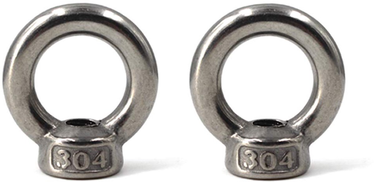 Ringvorm liftende oogmoer 304 roestvrij staal schroefdraad moer bevestigingsmiddel-2 stuks