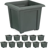Relaxdays 12 x bloempot - plantenpot - vierkant - plantenbak - bloembak 5 liter