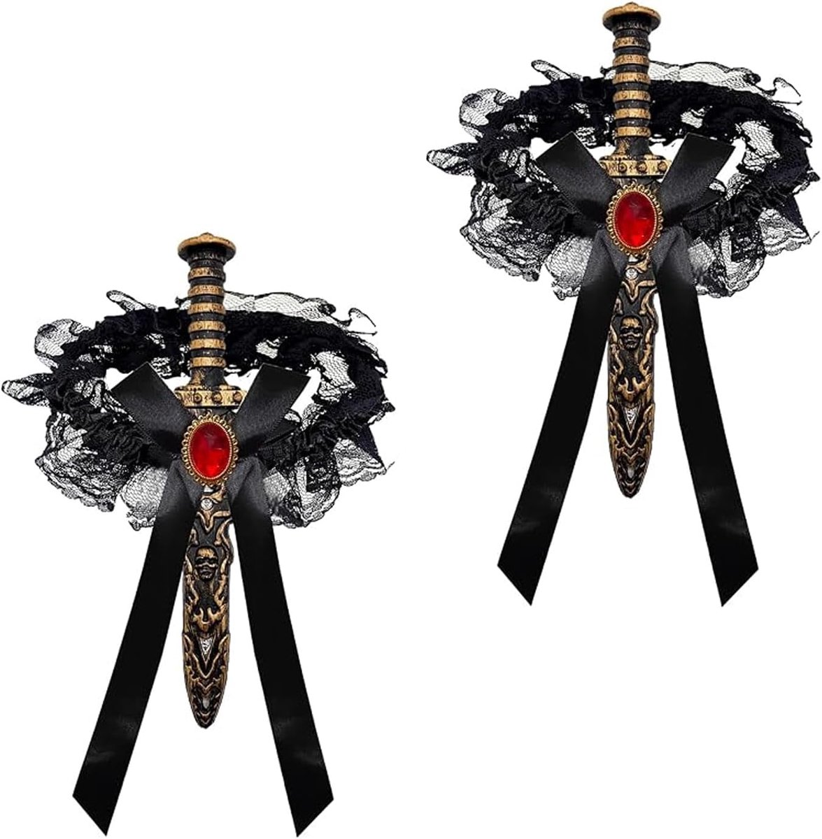 2-delige piratenzwaard- en kousenband met strik, piratenkostuumaccessoires voor dames, Halloween, carnaval, rollenspel
