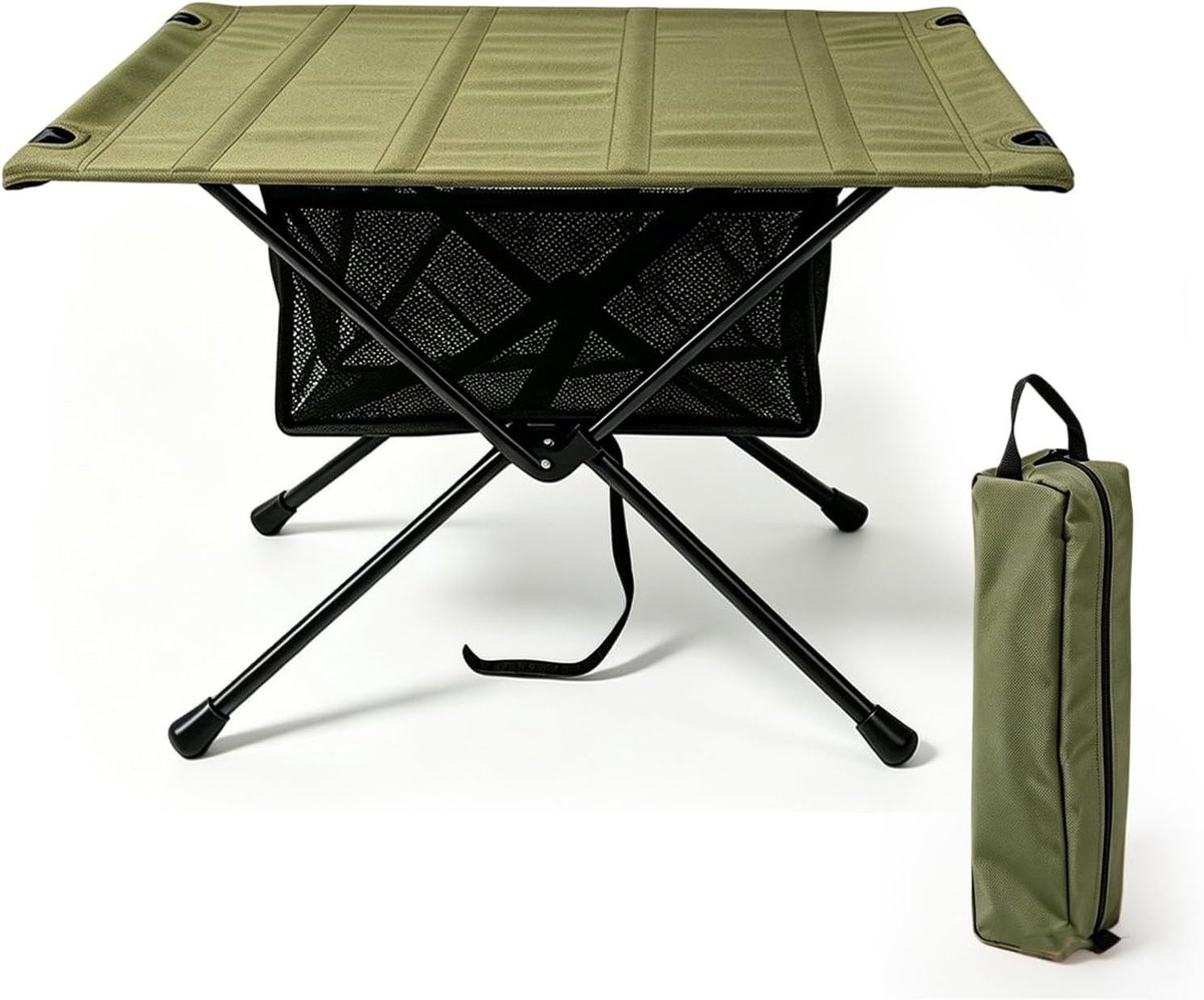 Opvouwbare Campingtafel met Draagtas en Net, Lichtgewicht en Compact voor Buitenactiviteiten, Tot 30 kg Belastbaar