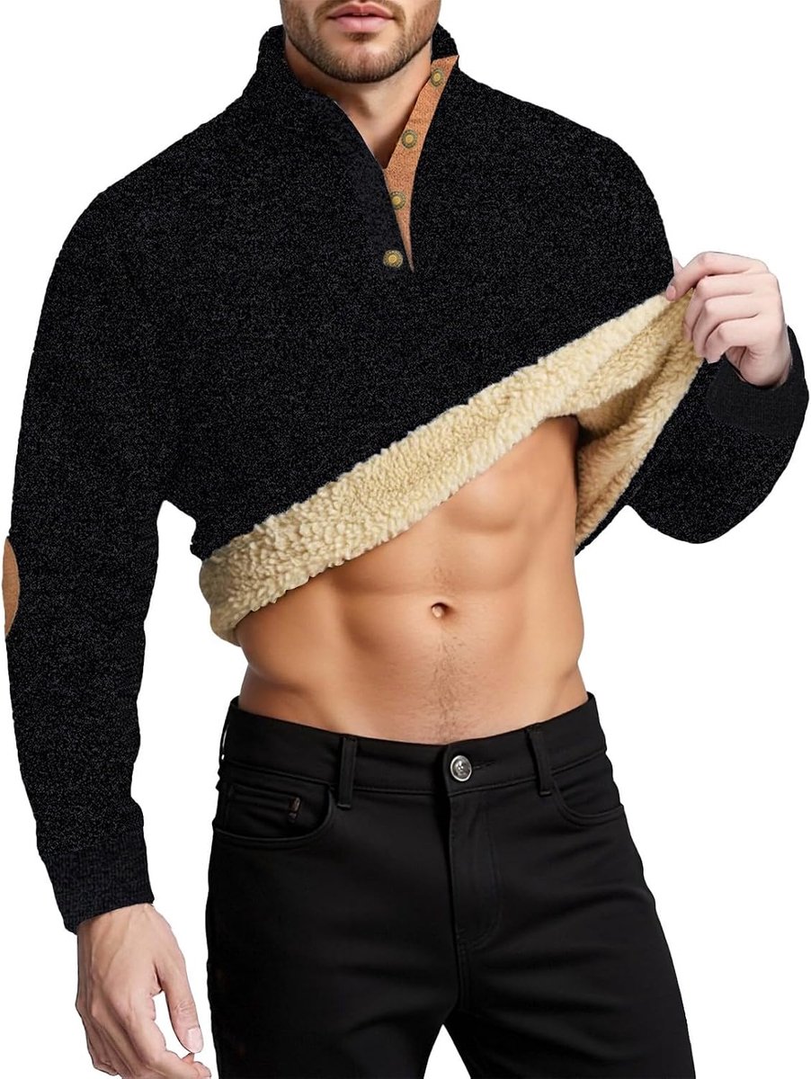 Sweatshirt met opstaande kraag van gebreid fleece, casual cardigan met patroon, elegante en comfortabele laag voor dagelijks gebruik
