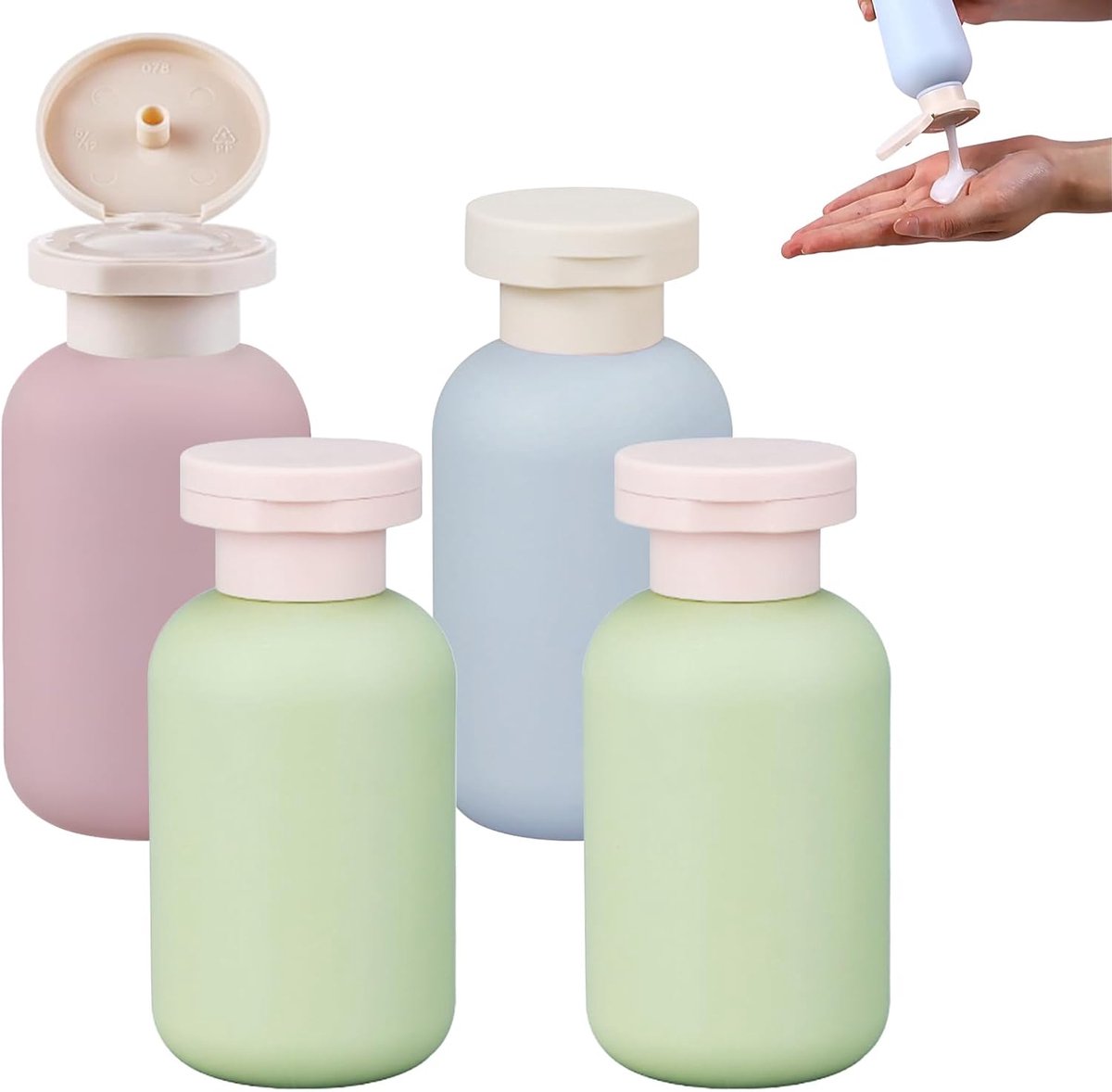 4 stuks reisflessen om te vullen, shampooflessen om te vullen, reisflessen om te vullen en etikettenstickers, het opbergen van toiletartikelen, badkamer, reizen met de