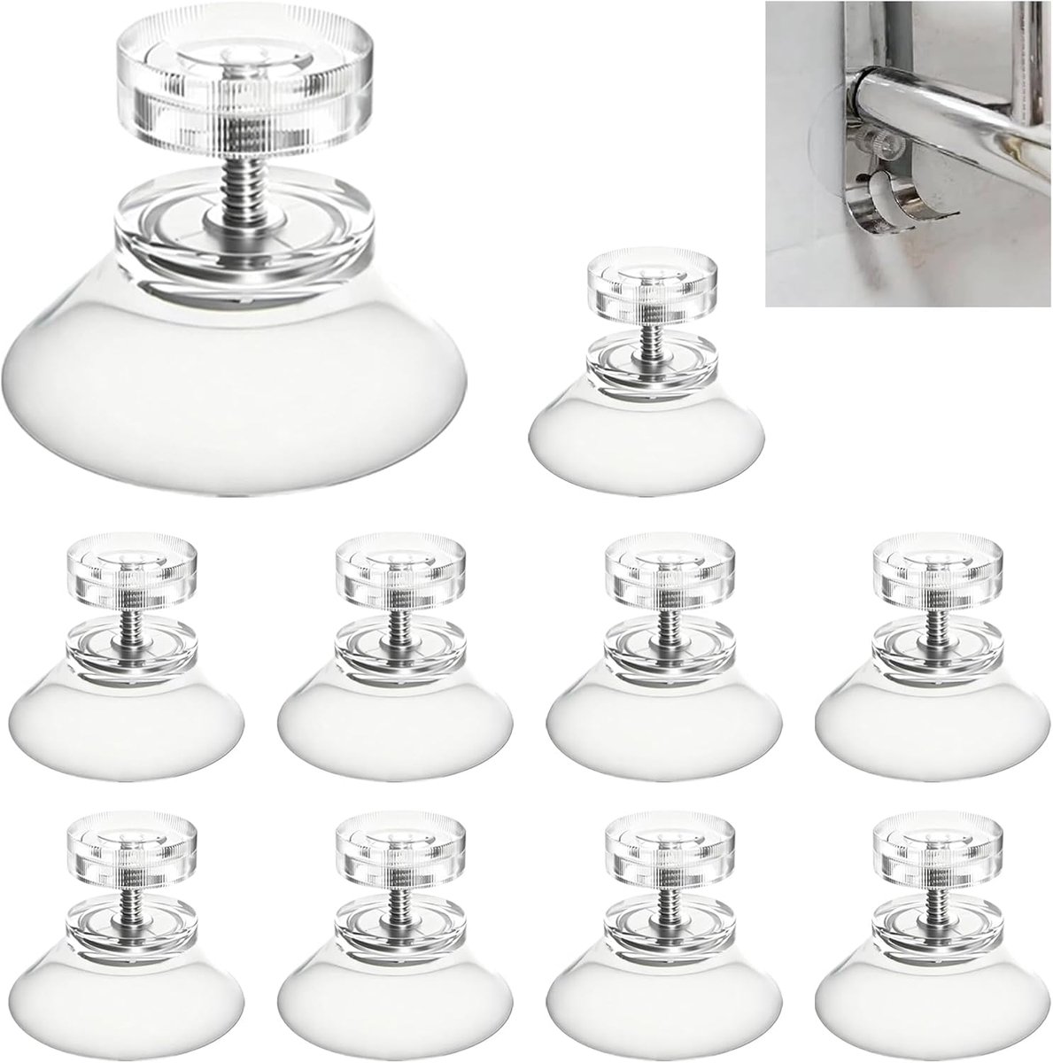 Zuignappen met schroefdraad en kartelmoer Ø25mm M4*8, 10 stuks