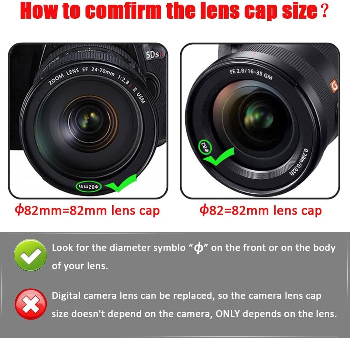 82mm Snap-On Lens Cap voor Sony FE 24-70mm f/2.8, FE 16-35mm f/2.8 voor Sony Alpha a7R IV, Center Pinch Cap voor Nikkor Z 24-70mm f/2.8 Lens voor Nikon Z9-2 Packs thumbnail 3