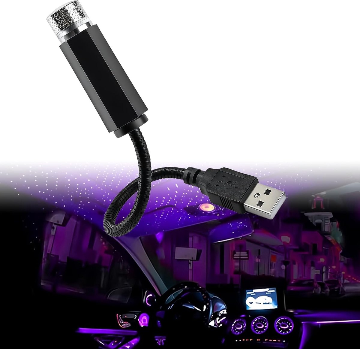 Minilamp, led-daksfeerlicht, led-sterrenlichtprojector, USB-stekker, nachtlampje, romantische autoplafond, sterrenlichtprojector, nachtverlichting voor auto, slaapkamer, woonkamer