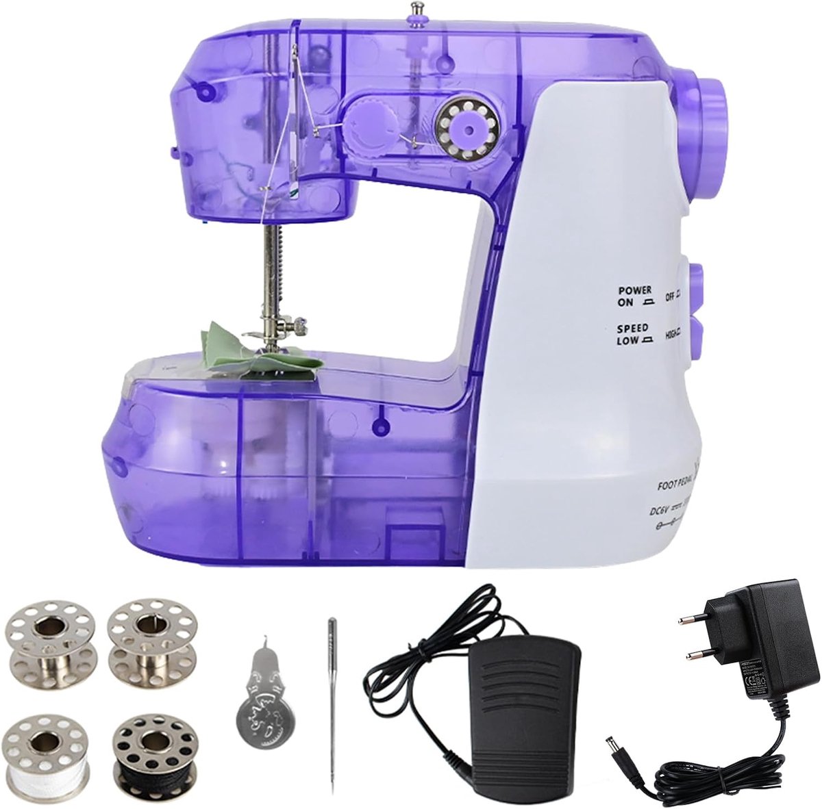 Mini-naaimachine met dual speed, compacte naaimachine voor beginners, met voetpedaal, draagbaar, eenvoudig te bedienen, ideaal voor snelle reparaties aan kleding en stoffen
