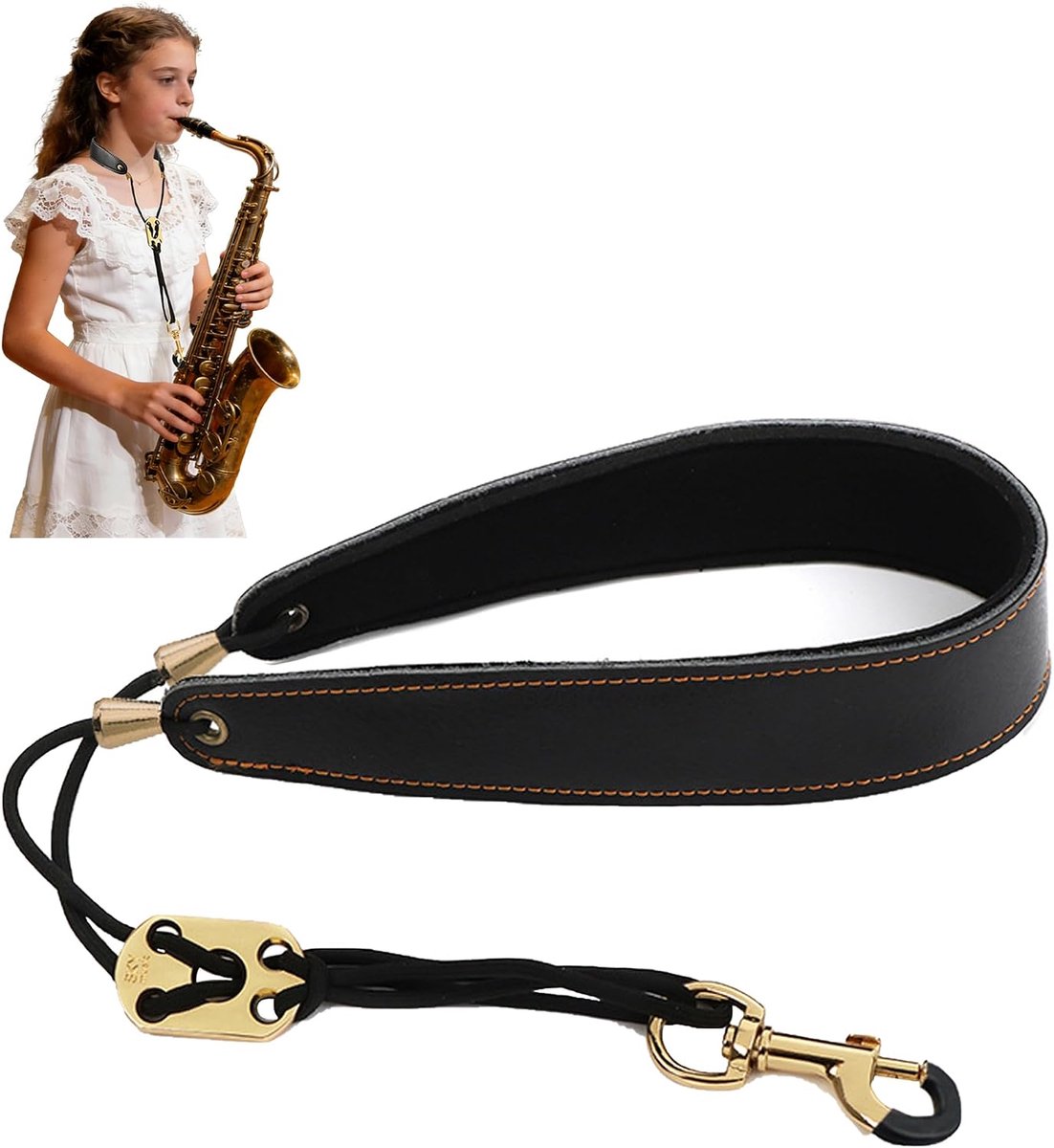 Gitaarbanden, Premium Saxofoon Strap Lederen Sax Nekband, Comfortabele Halsriem, Lederen Saxofoon Riem, Verstelbare Gesp, Voor Elke Saxofonist