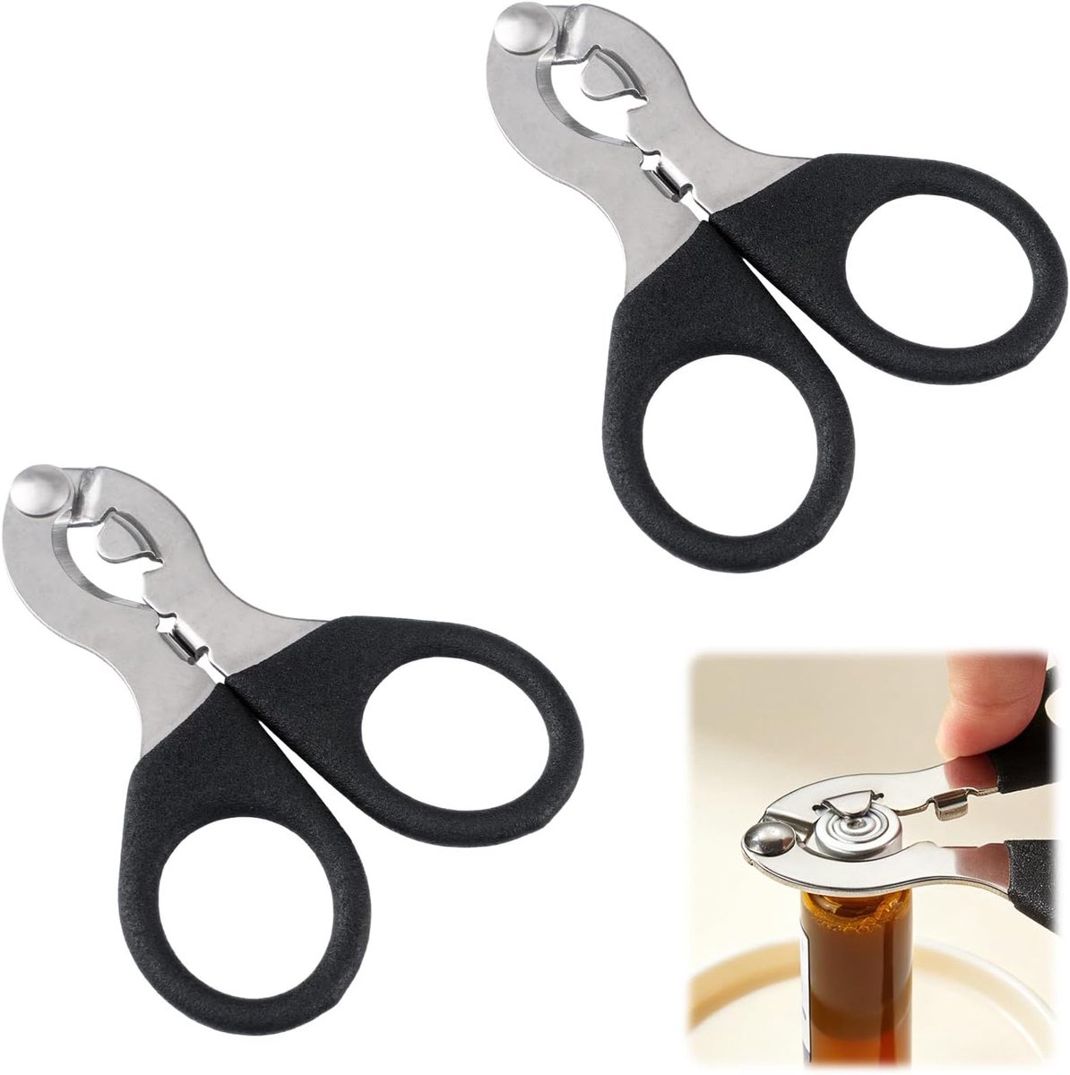 Flacon Decapper, 2 stuks schaar-stijl geneeskunde fles dop gereedschap roestvrij stalen flacon opener voor 13 mm en 20 mm flacons (zwart)