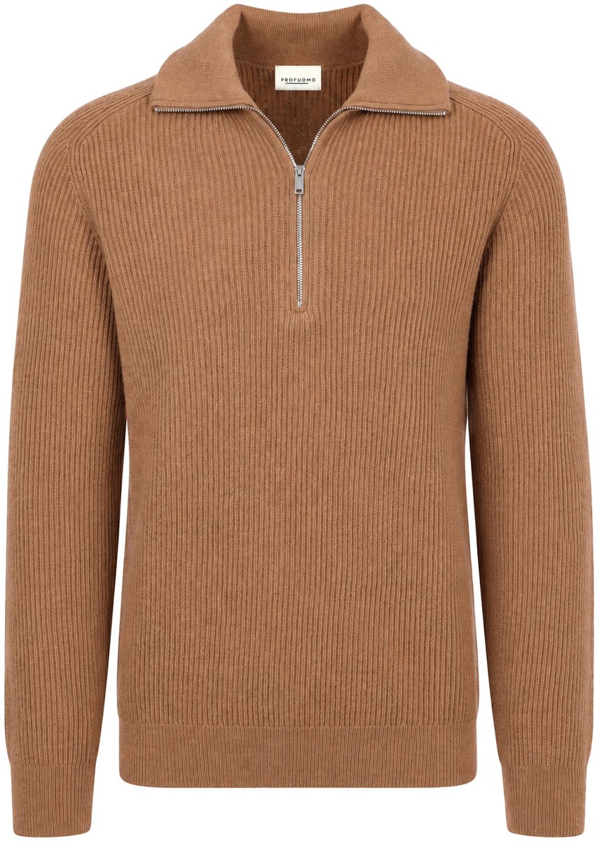 Profuomo Half Zip Pullover Wool Cognac - Maat XXL - Heren - Schipperstrui