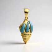 Cavill - Larimar Hanger 1,7 ct - 925 Sterling Zilver Verguld - Elegant Schelpdesign - Fancy Cabochon Edelsteen - Dominicaanse Republiek