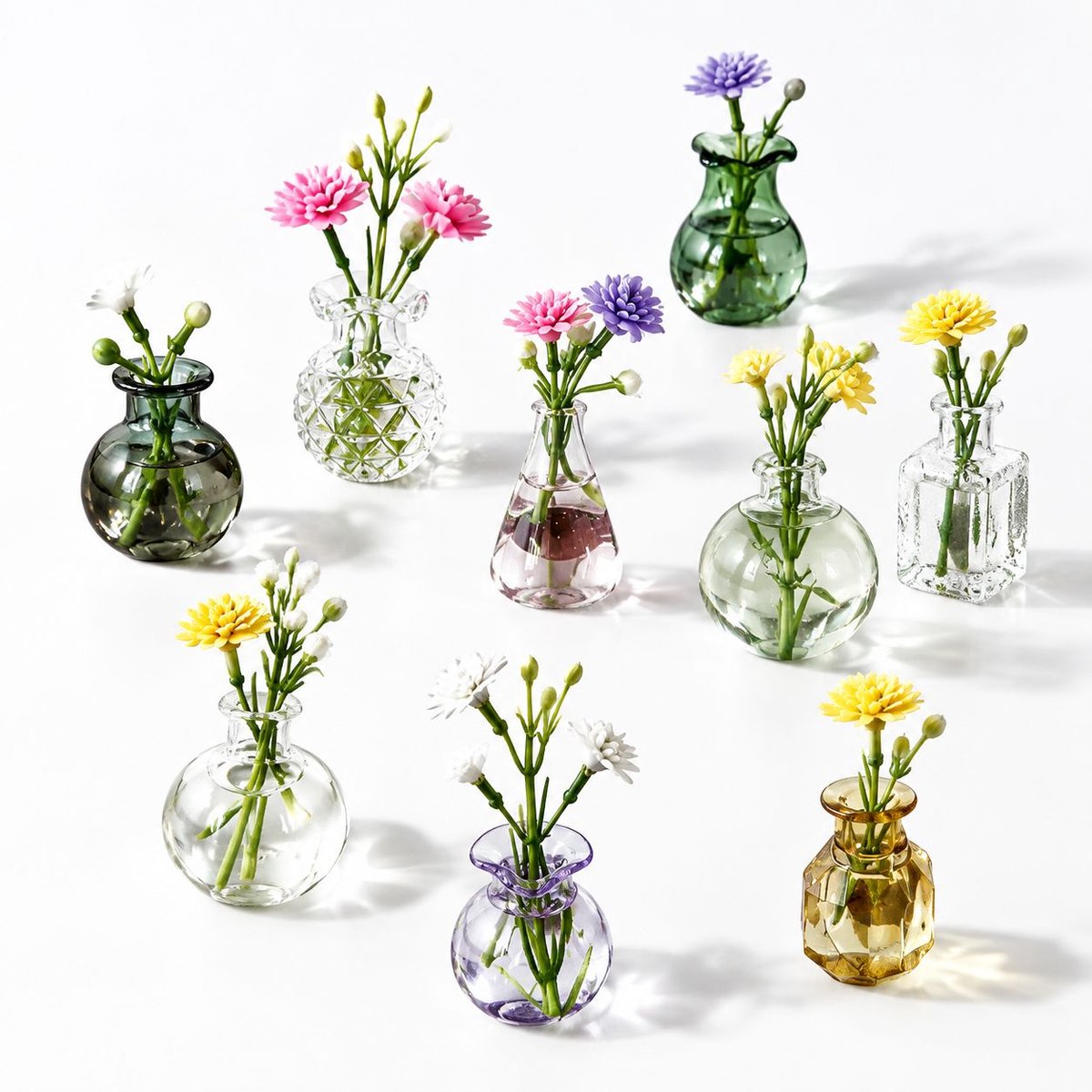 VHV - Mini magnetische glazen vaas - 10 stuks - Transparante bloemenhouders - Mini-vaasjes - Magneten - Leuke 3d bloemenvaas - in de keuken